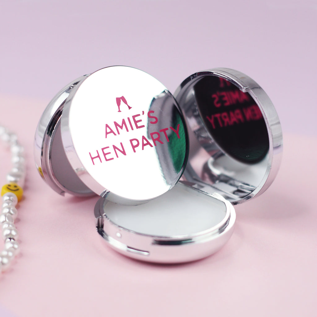 Personalised "Hen Party" Vanilla Scented Lip Balm with Mirror - Bride's Name