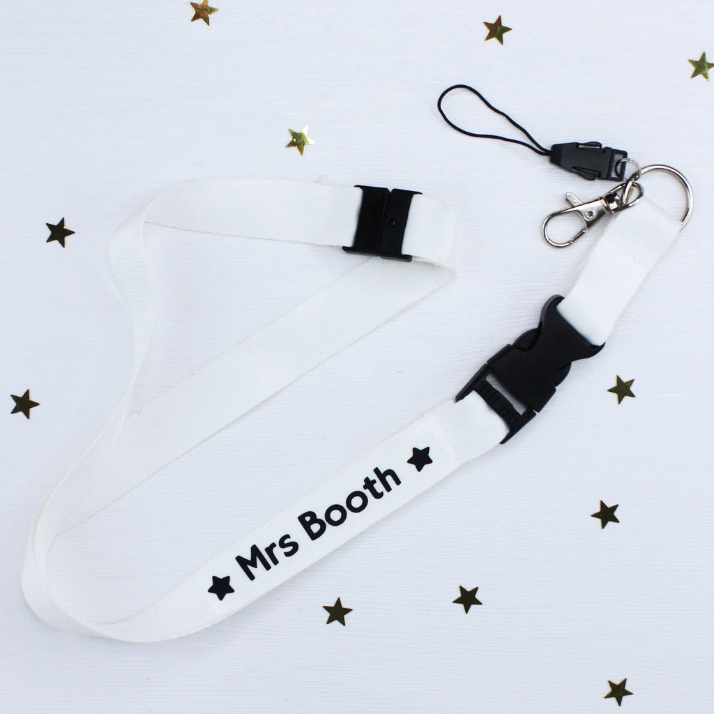 Personalised Teacher Lanyard with Safety Breakaway Clip