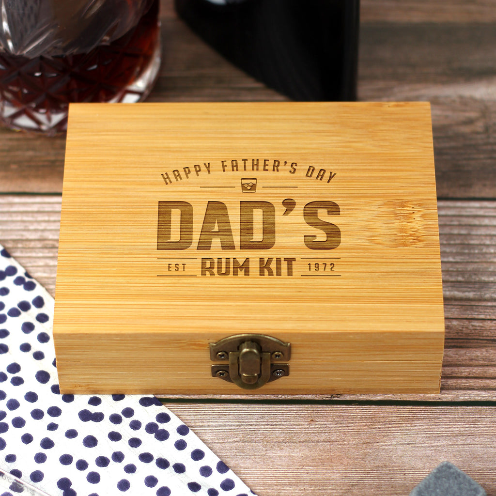 Personalised Dad's Rum Stones Set with Metal Tong & 9 Soapstone Ice Cubes