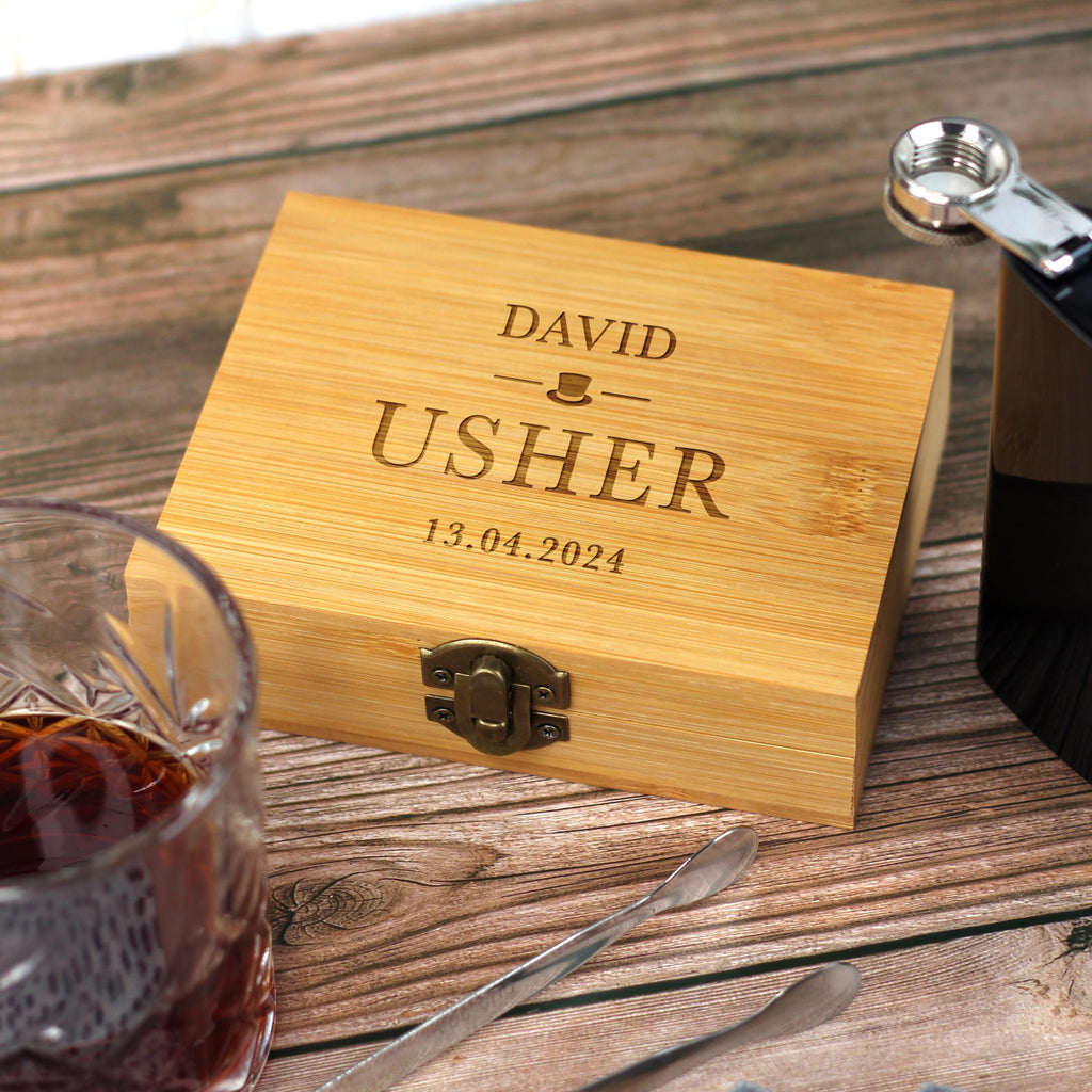 Personalised Wedding Role Whiskey Kit with Metal Tong & 9 Soapstone Ice Cubes