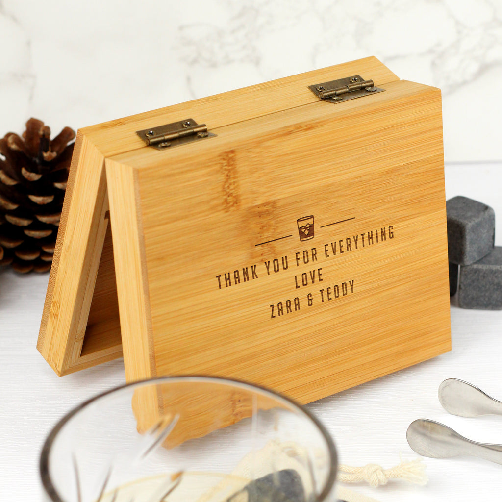 Personalised Whiskey Stones Kit with Metal Tong & 9 Soapstone Ice Cubes - Wedding Role