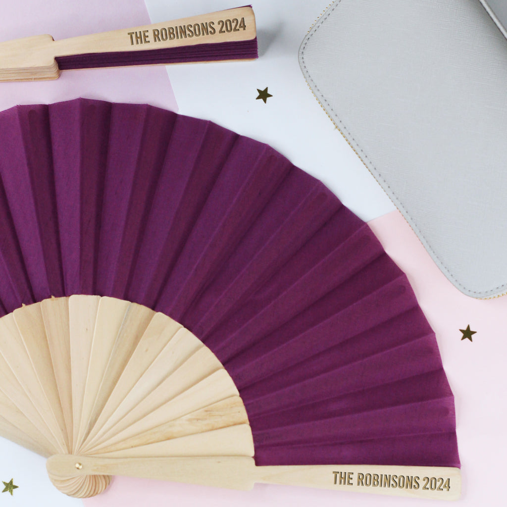 Personalised Wooden Folding Hand Fan - Any Text