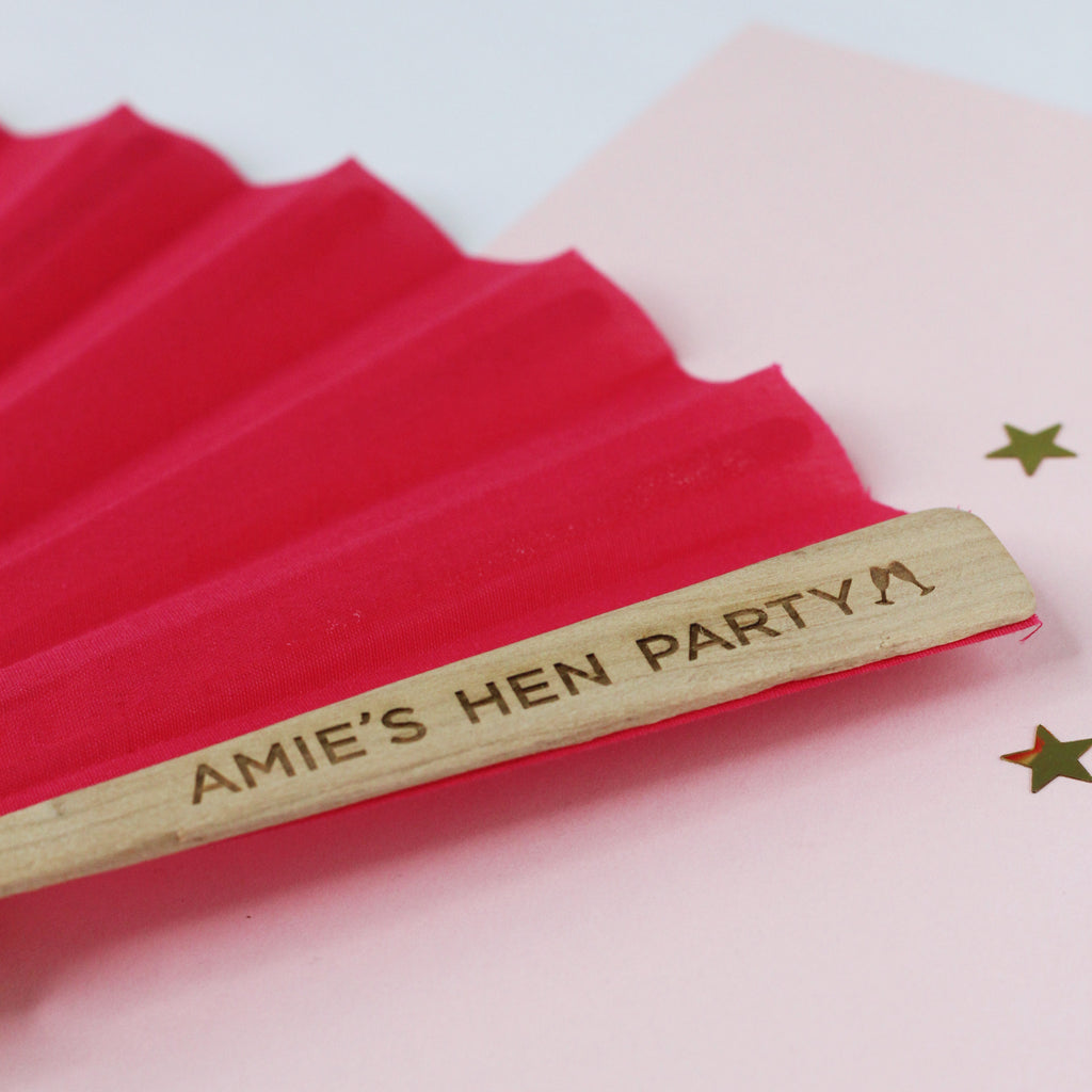 Personalised 'Hen Party' Folding Wooden Hand Fan