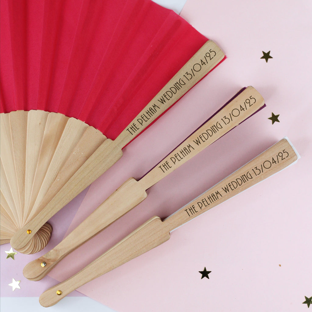 Personalised Wooden Folding Hand Fan - Any Text