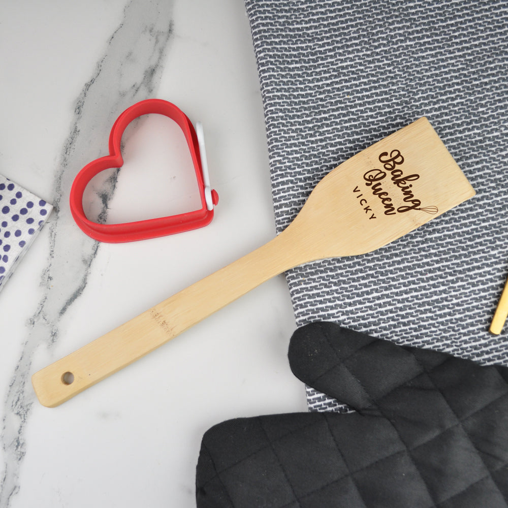 Personalised Baking Queen Wooden Spatula Baking Award, Mixing Spoon