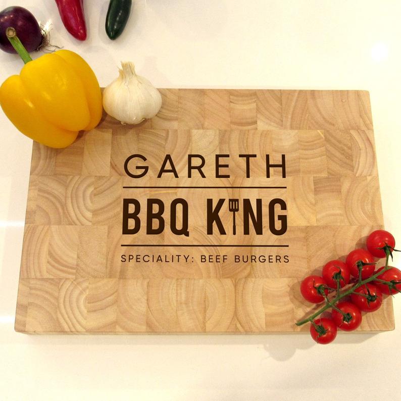 Barbecue King Personalised Chopping Board Large Wooden End Grain Butchers Block