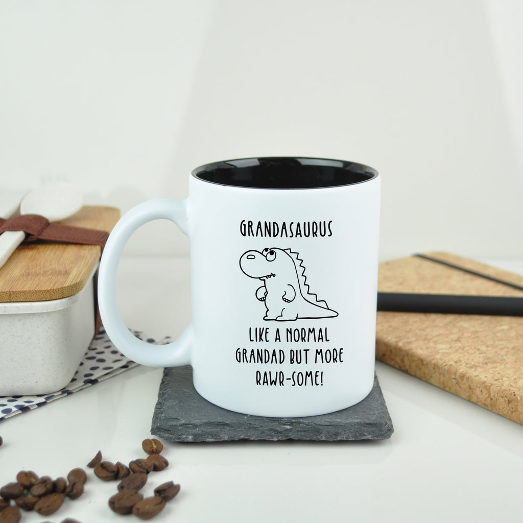 Personalised "Grandasaurus" Black Reveal Coffee Mug