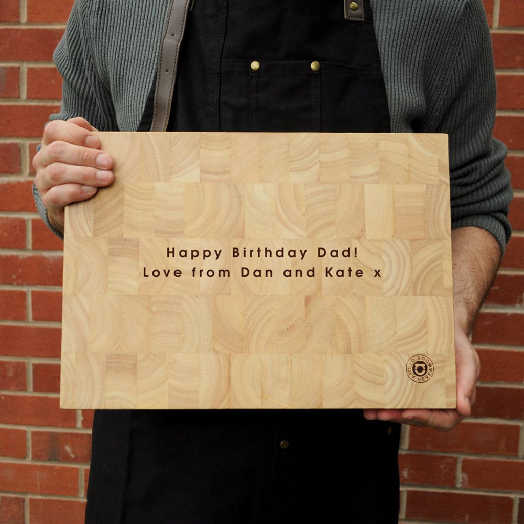 Personalised 'King Of The Grill' Large End Grain Wooden Chopping Board/ Butchers Block