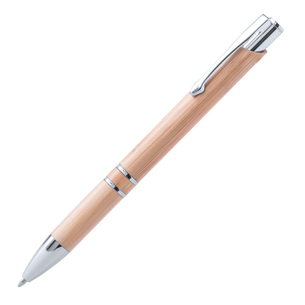 Personalised Eco Friendly Refillable Retractable Bamboo Wooden Ballpoint with Black Ink
