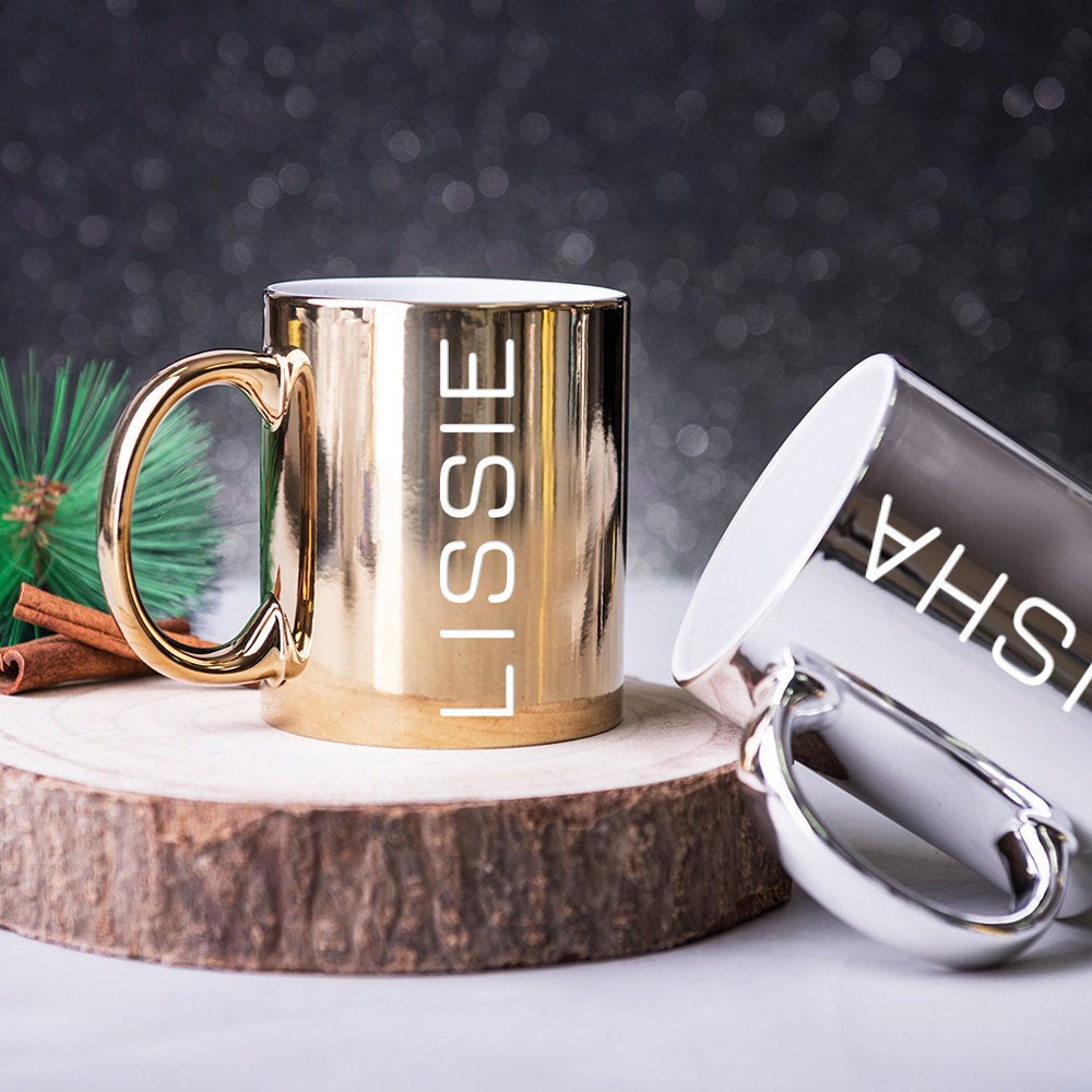Personalised Mug Silver / Gold Metallic Coffee Mug