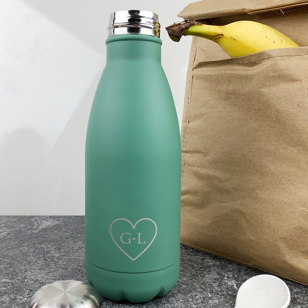 Heart Monogrammed Water Bottle - Personalised Water Bottle