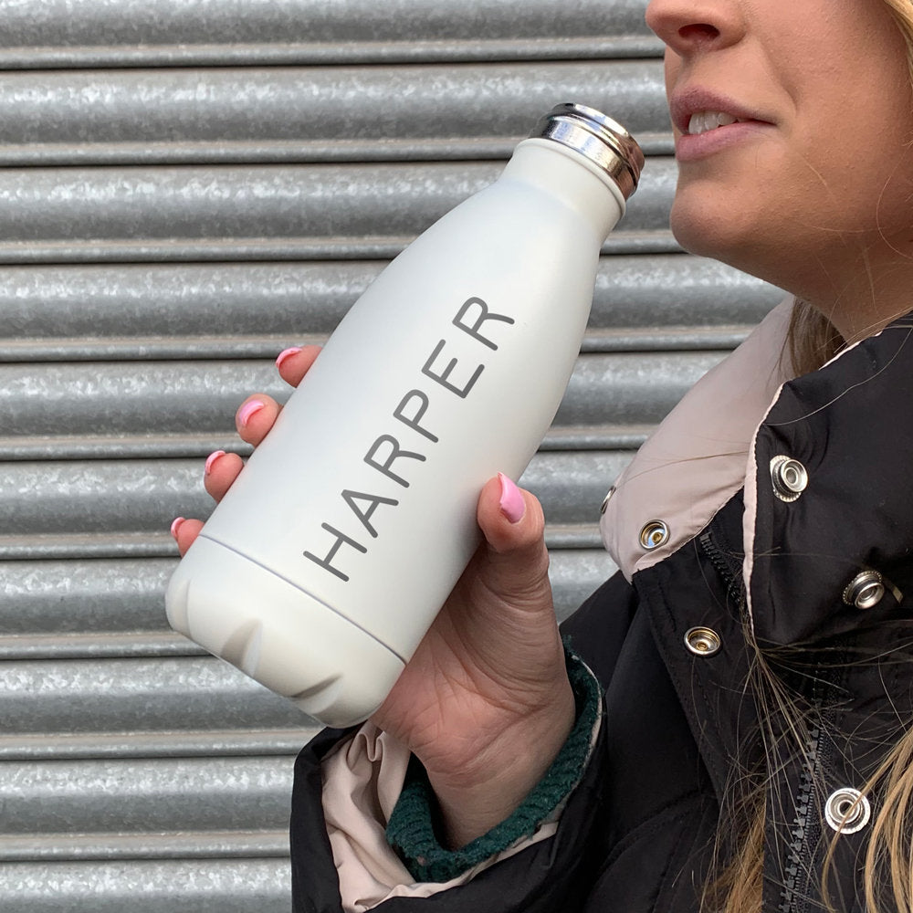 Personalised Water Bottle Stainless Steel Matt Drinks Flask