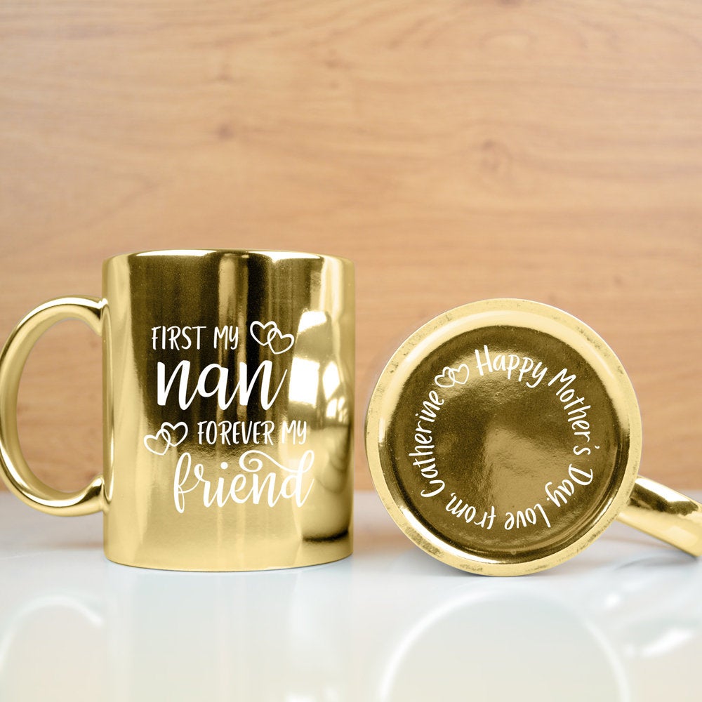 'First My Grandma Forever My Friend' Metallic 350ml Coffee Mug - Available in Gold & Silver