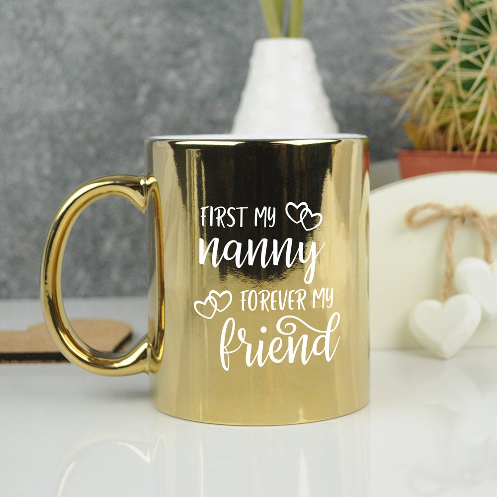 'First My Grandma Forever My Friend' Metallic 350ml Coffee Mug - Available in Gold & Silver