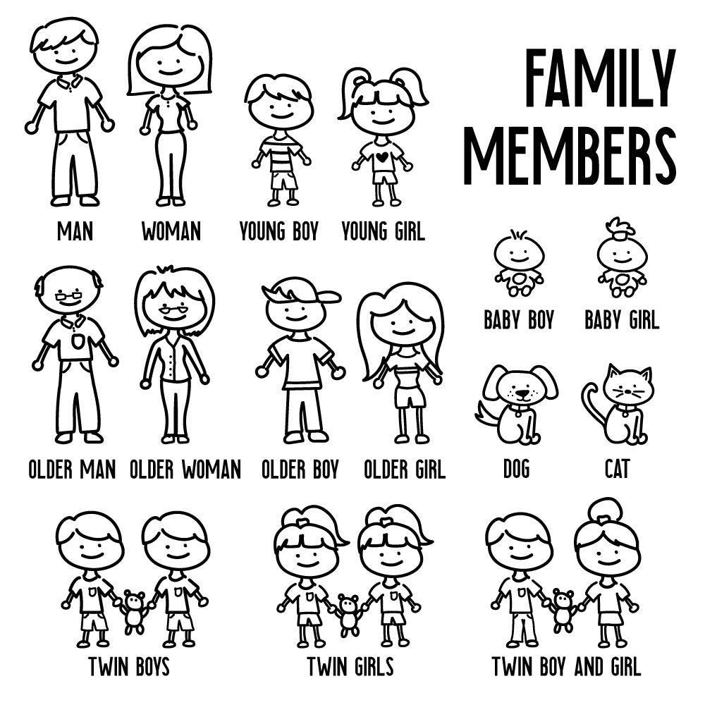 Personalised Hand Drawn Custom Family Members Cork Notice Memo Board