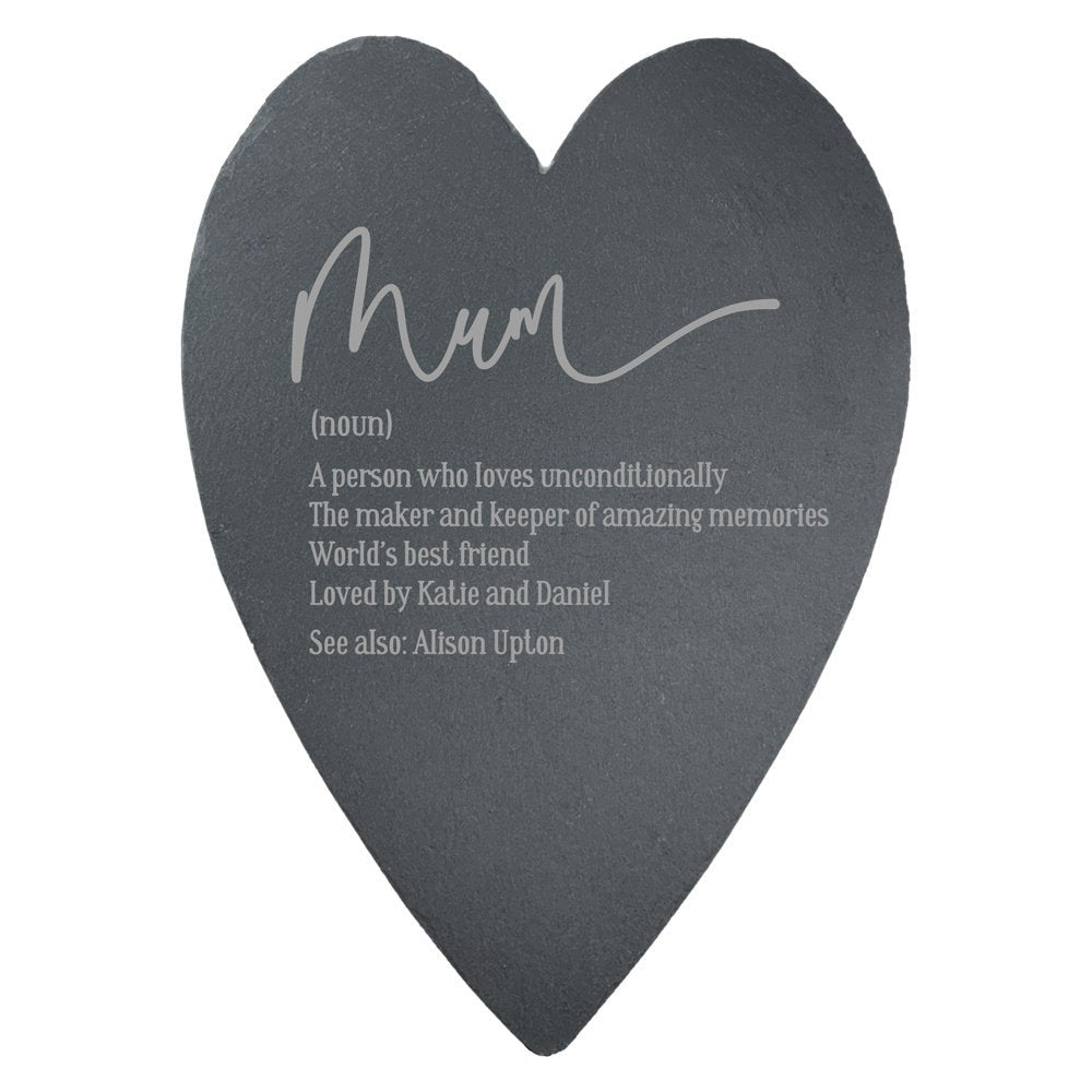 Personalised Slate "Mum" Noun Heart Cheese Board/ Chopping Board - Gift for Mum, Mummy