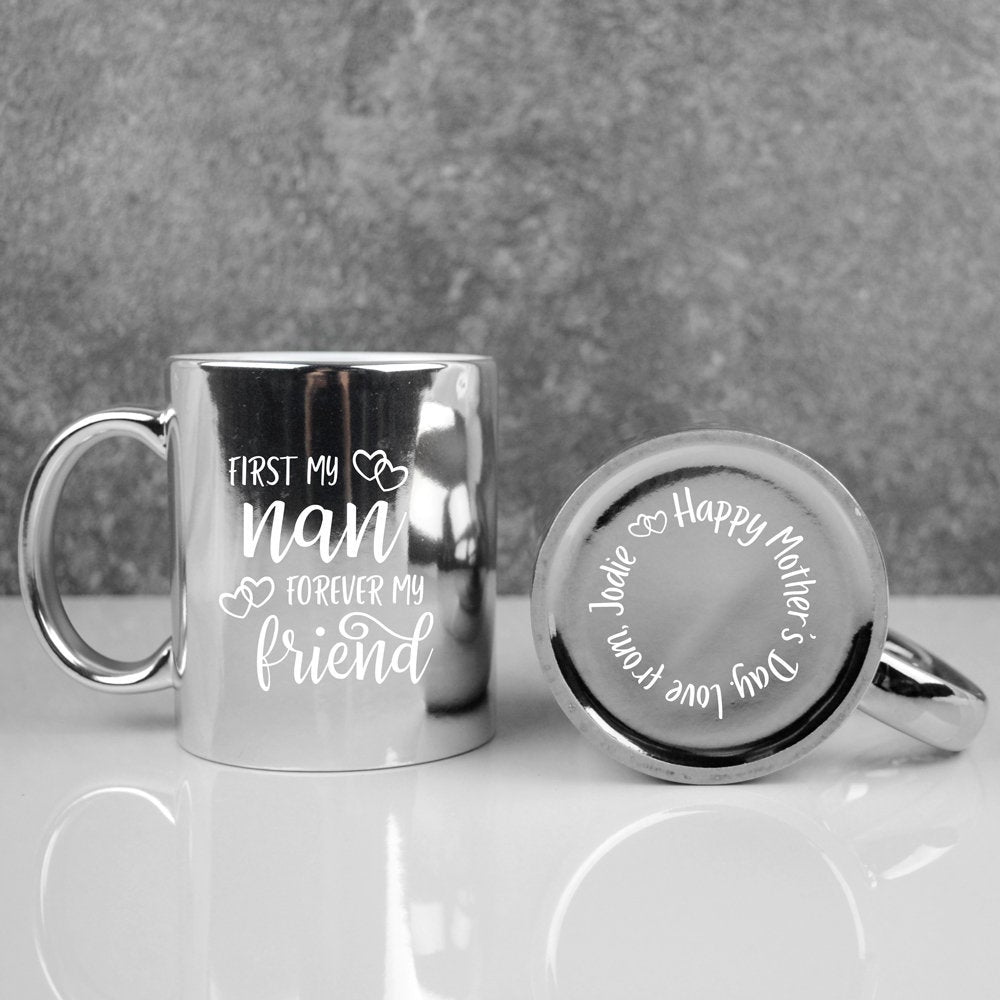 'First My Grandma Forever My Friend' Metallic 350ml Coffee Mug - Available in Gold & Silver