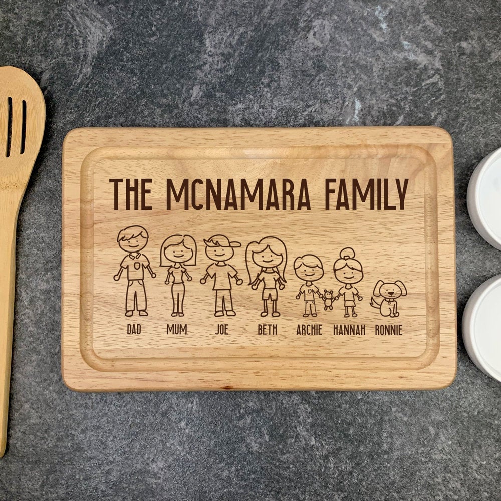 Personalised 'Our Family' Rectangular Wooden Chopping Board