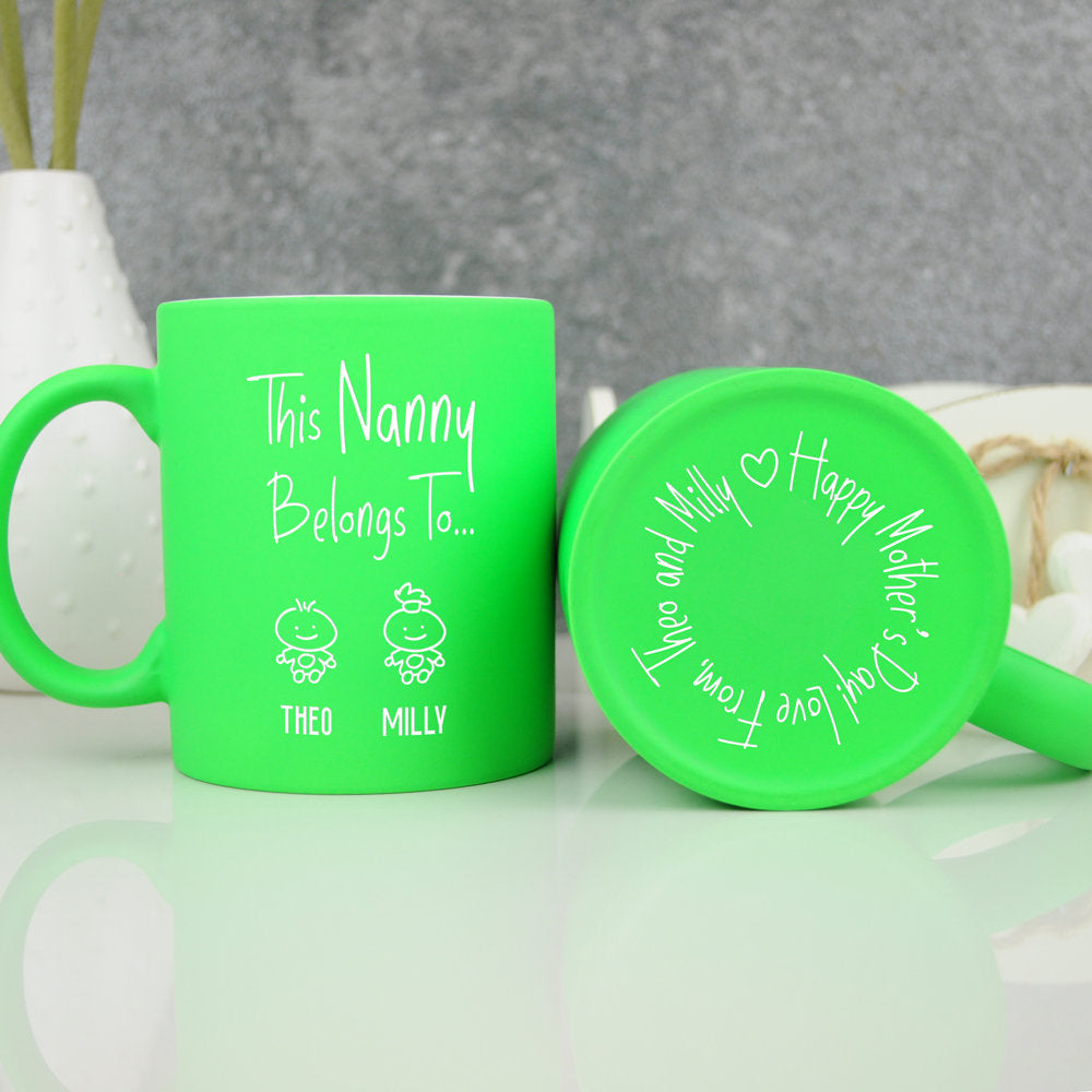 Personalised "This Grandma Belongs To" Neon Coffee Mug