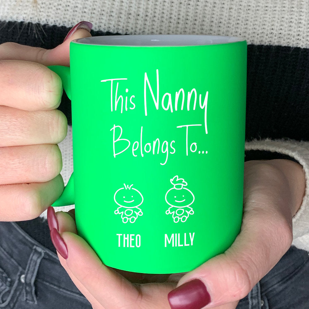 Personalised "This Grandma Belongs To" Neon Coffee Mug