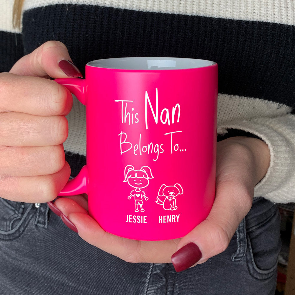Personalised "This Grandma Belongs To" Neon Coffee Mug
