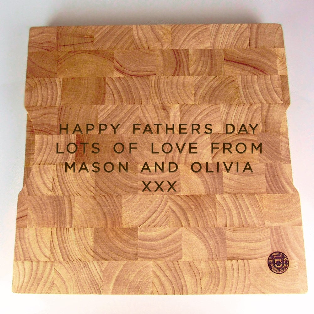 Personalised 'Dad's 5 Star Kitchen' Large Wooden End Grain Chopping Board/ Butchers Block