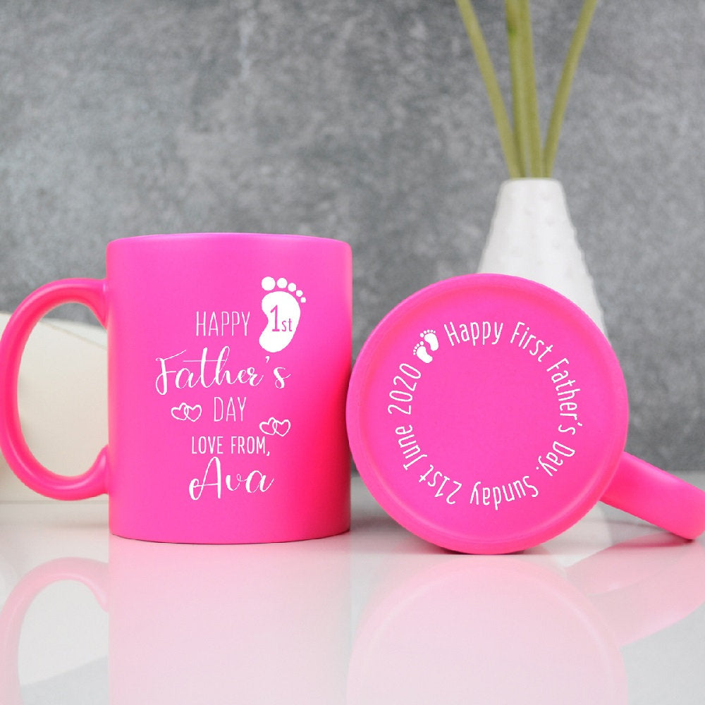 Personalised "Happy 1st Father's Day" Neon Coffee Mug