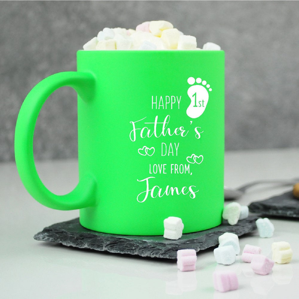 Personalised "Happy 1st Father's Day" Neon Coffee Mug