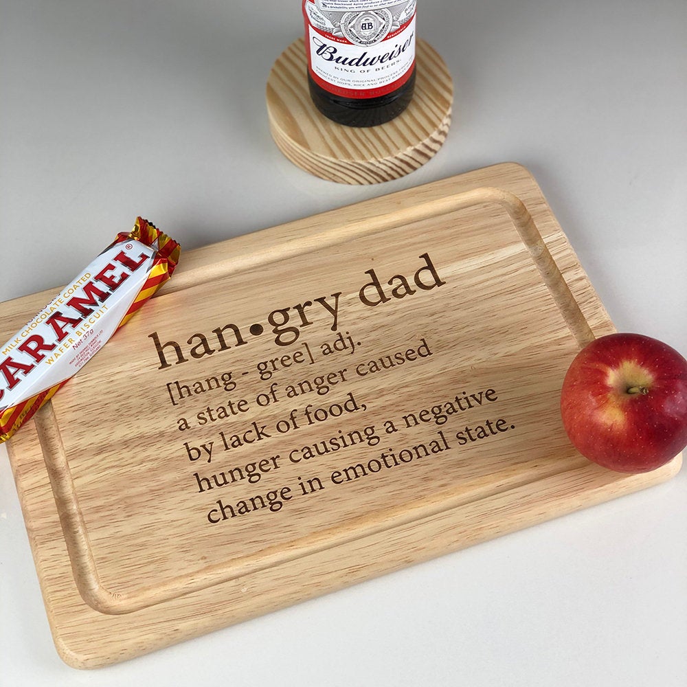 Personalised "Hangry Dad, Daddy" Hangry Definition Chopping Board
