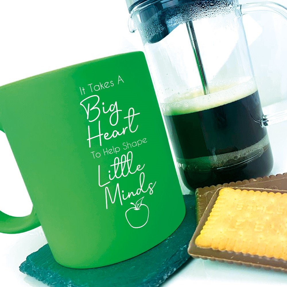 Personalised Teacher Appreciation Coffee Mug - It Takes A Big Heart To Help Shape Little Minds