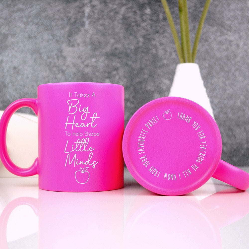 Personalised Teacher Appreciation Coffee Mug - It Takes A Big Heart To Help Shape Little Minds