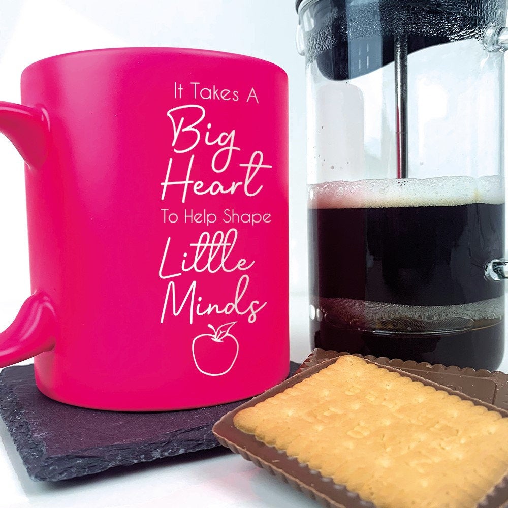 Personalised Teacher Appreciation Coffee Mug - It Takes A Big Heart To Help Shape Little Minds