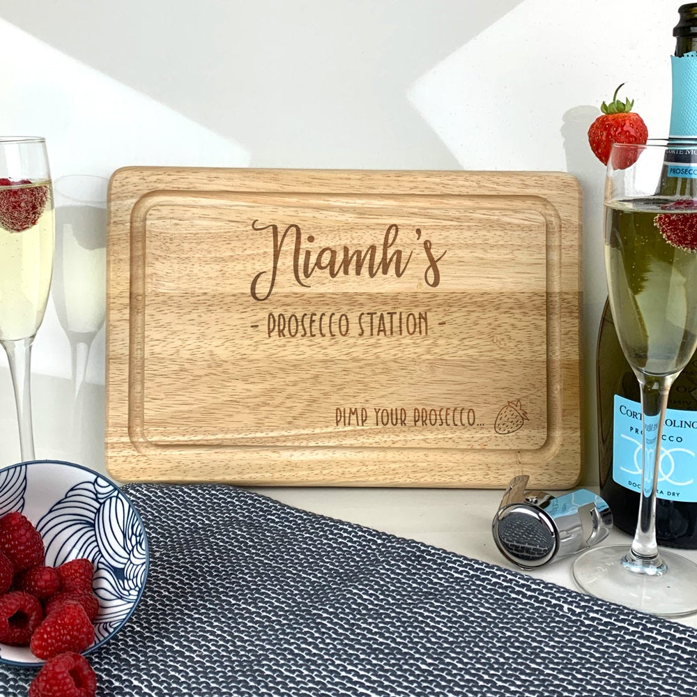 Personalised Cutting Board, Wooden Chopping Pimp Your Prosecco Station