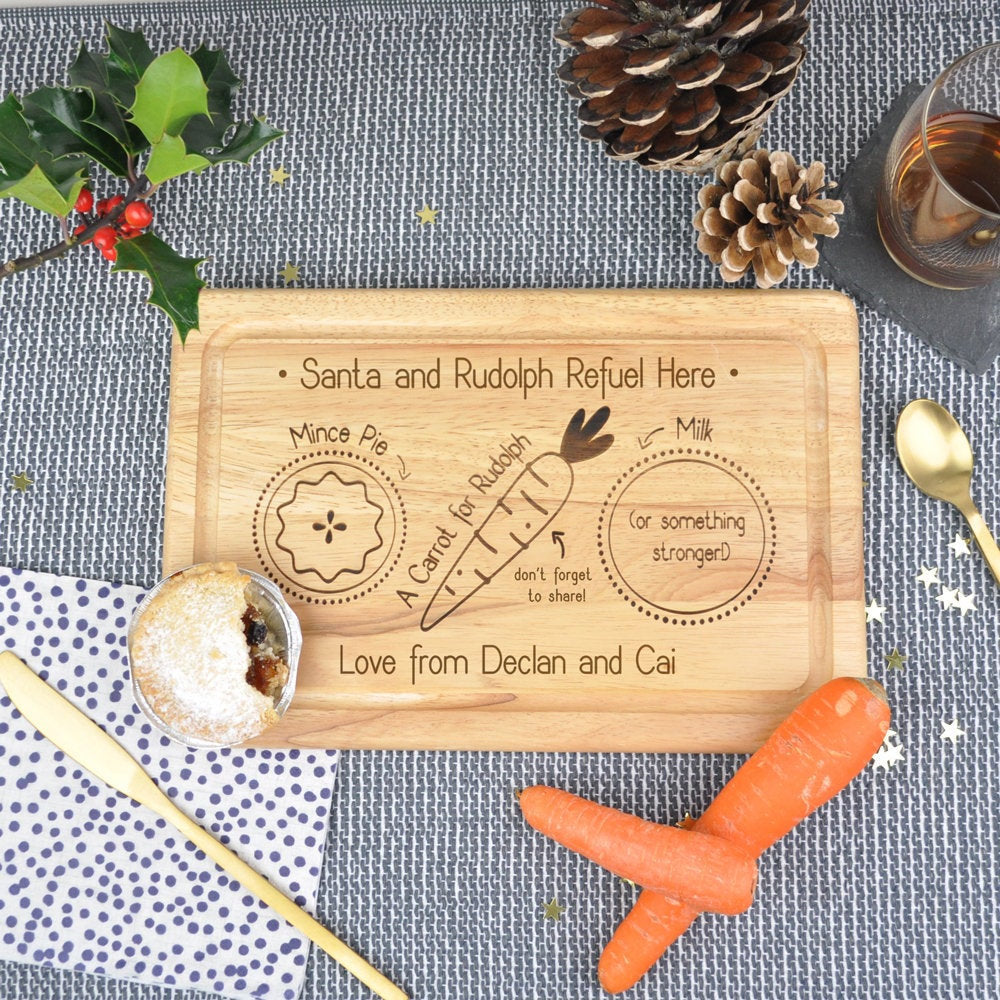 Personalised Wooden Christmas Eve Plate for Santa & Rudolph