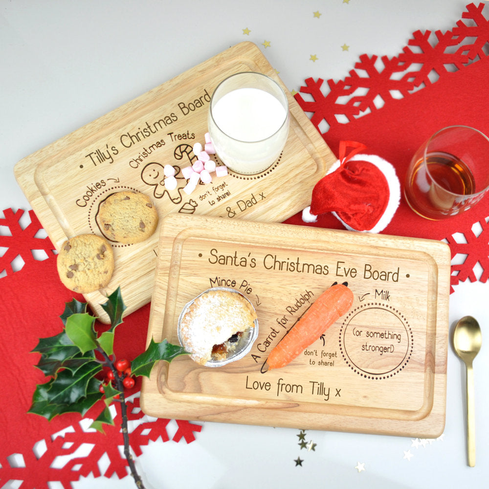 Set of 2 Personalised Wooden Christmas Board & Santa's Xmas Eve Board