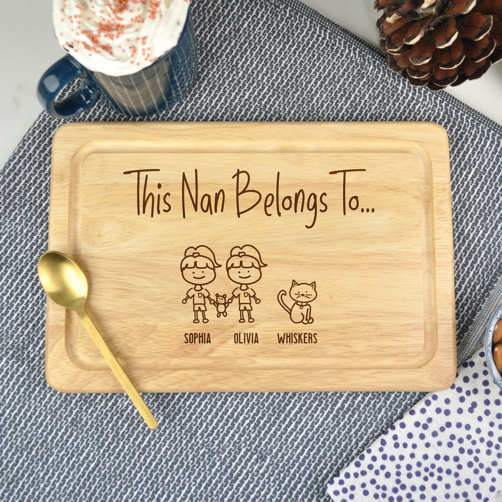 Personalised "This Grandma Belongs To" Wooden Rectangle Chopping Board