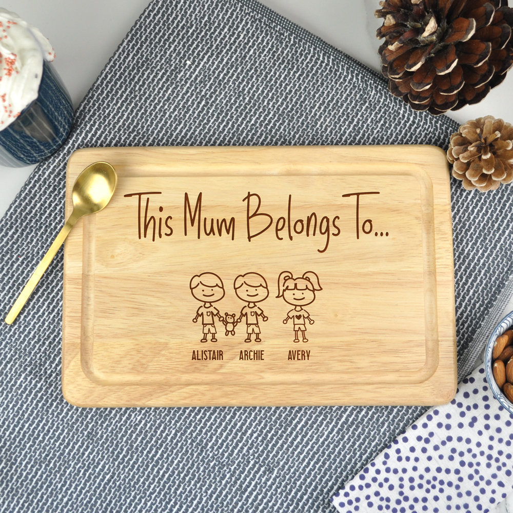 Personalised "This Mum Belongs To" Wooden Chopping Board