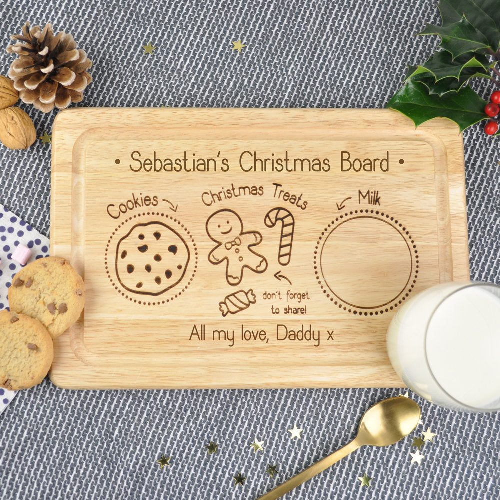 Set of 2 Personalised Wooden Christmas Board & Santa's Xmas Eve Board
