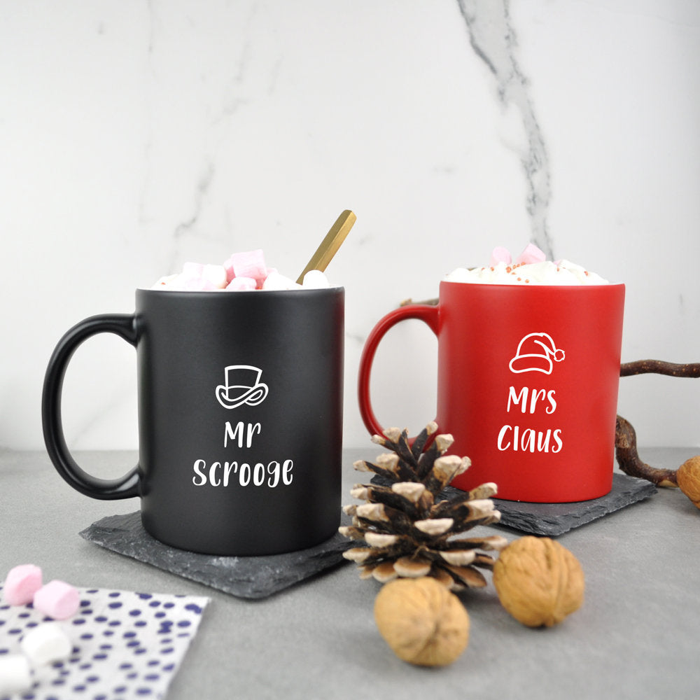 Personalised "Mr Scrooge & Mrs Claus" Coffee Mugs
