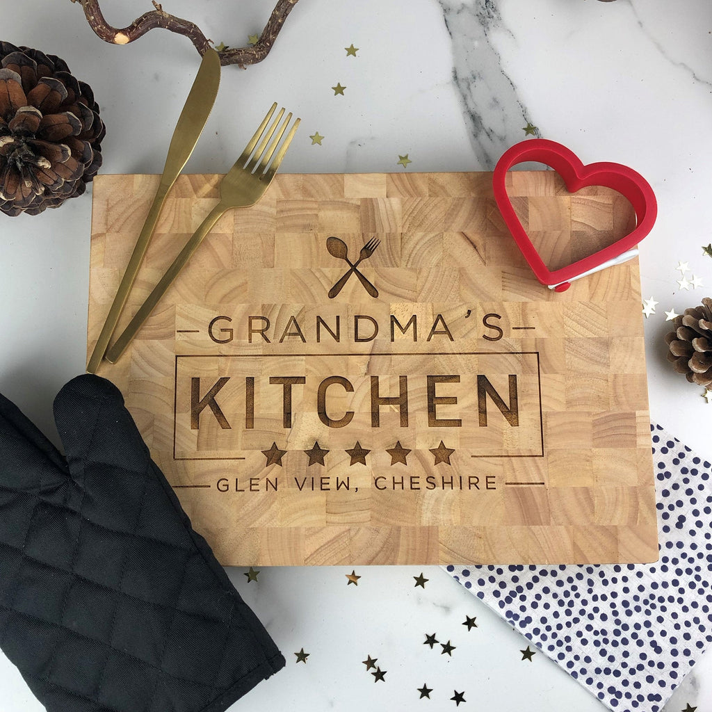 Personalised "Grandma's ***** Kitchen" Large Wooden End Grain Chopping Board
